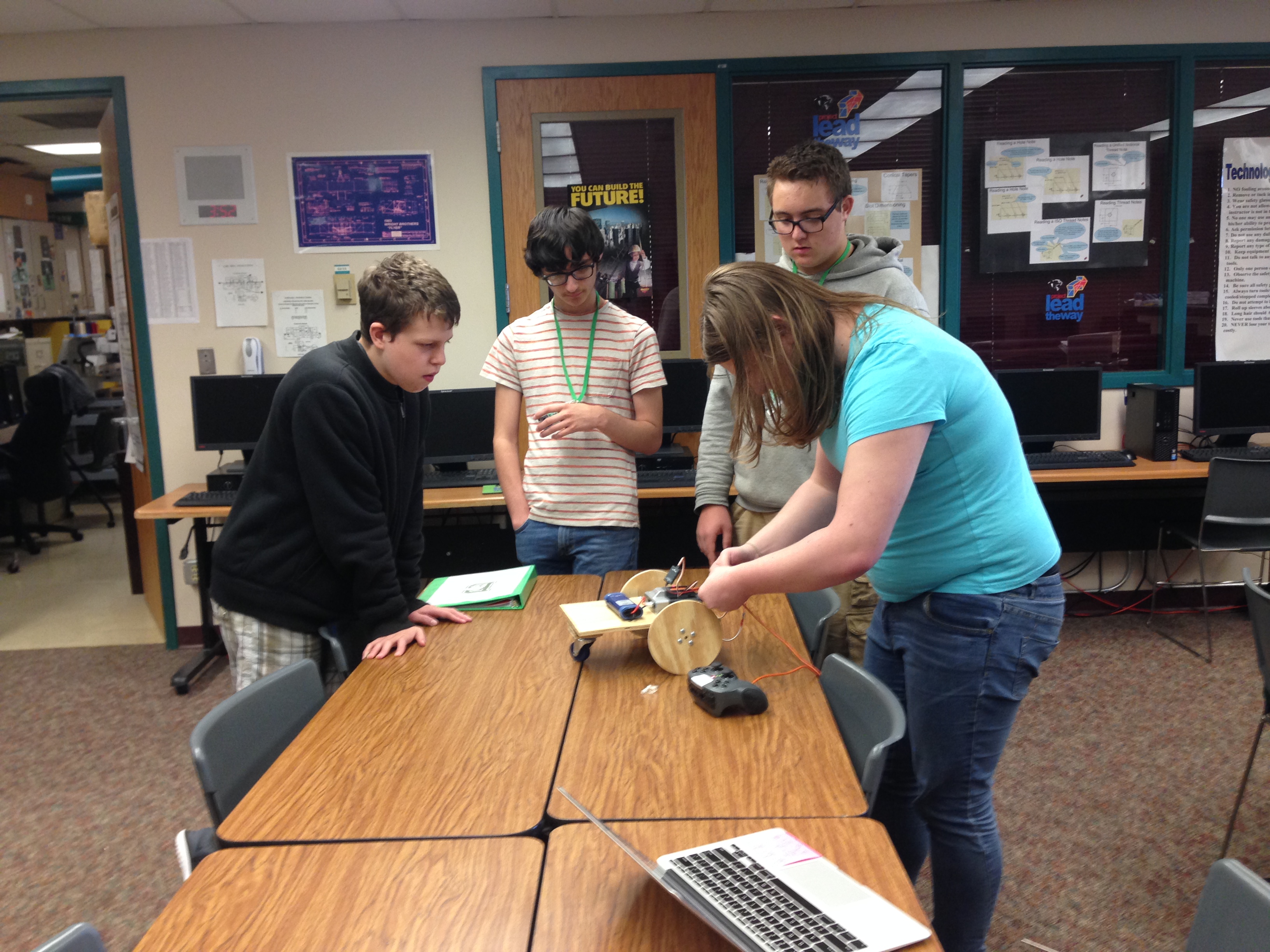 Emily is setting up a robot